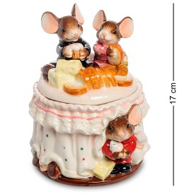 Шкатулка из керамики Мыши на Торте