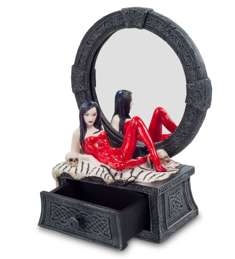 Статуэтка-зеркало Женщина в красном Veronese WS-797, вид профиль