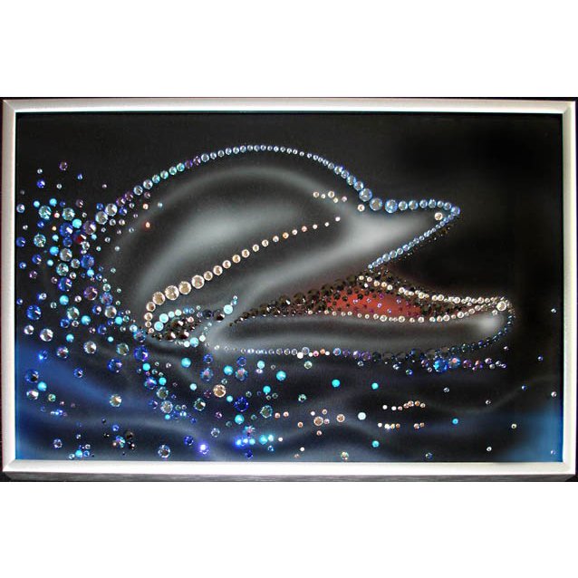 Картина Дельфин c кристаллами Swarovski