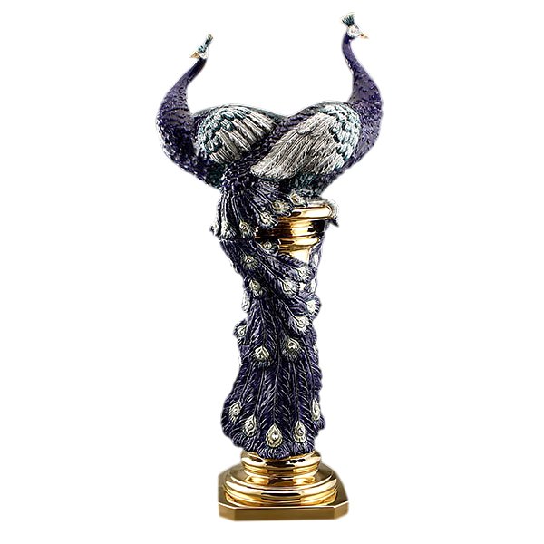 Статуэтка Два павлина на колонне с золотыми деталями Ahura S1785W/DDO