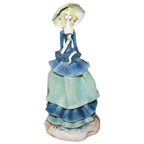 Статуэтка из фарфора Леди в зелёном с синим платье