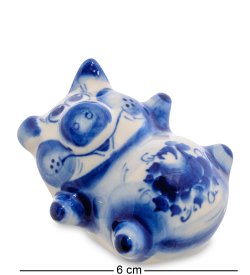 Фигурка из фарфора Поросенок Голубая гжель