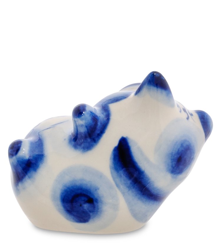 Фигурка из фарфора Поросенок Голубая гжель ГЛ-478, фотография со спины