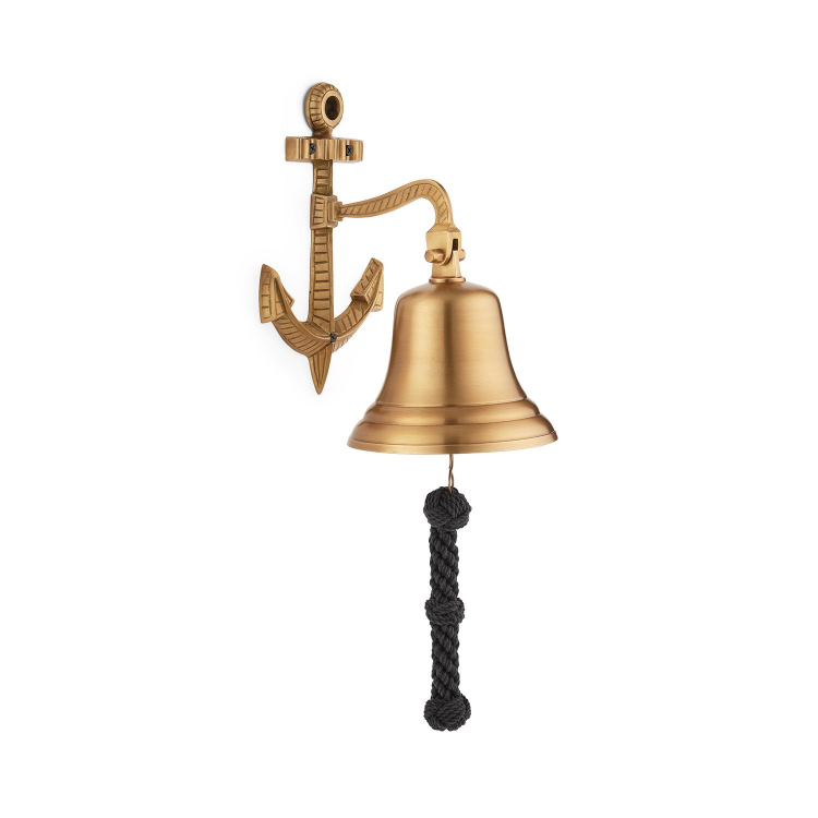 Рында из латуни на кронштейне Бронзовый Якорь - Диаметр 15 см, вид профиль