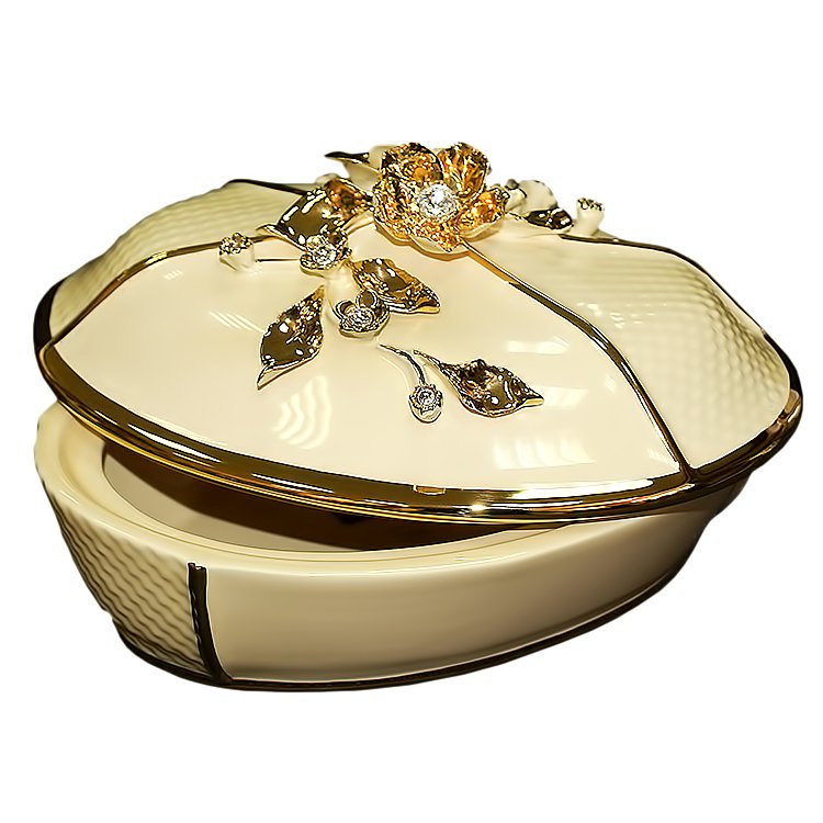 Шкатулка из керамики кремовая Flowers Bruno Costenaro ST795/1-CO