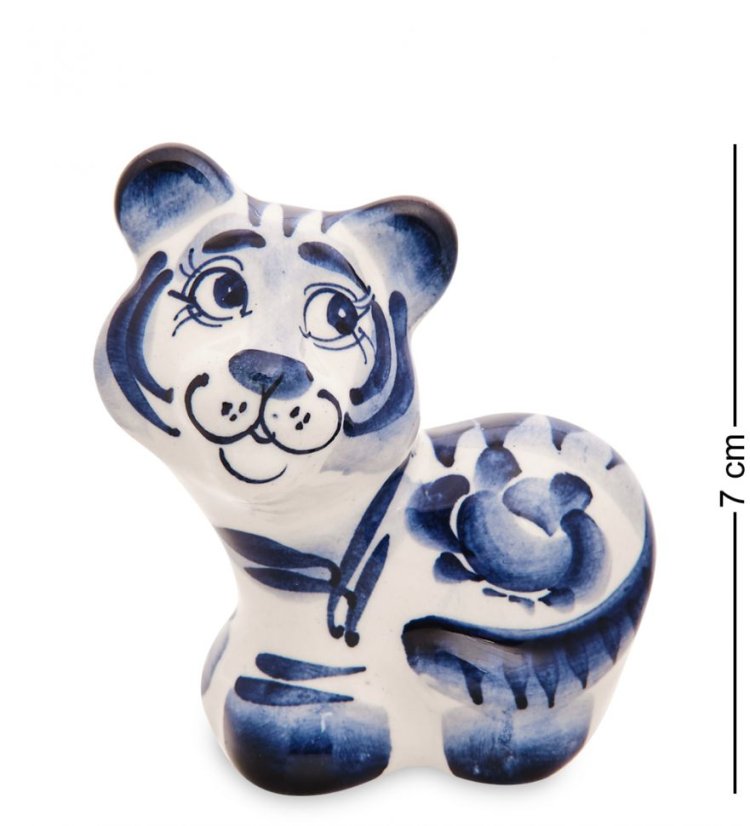 Фигурка Тигренок Ираклий Голубая гжель ГЛ-767