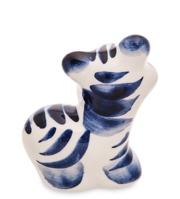 Фигурка Тигренок Ираклий Голубая гжель ГЛ-767, оборотная сторона