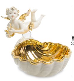 Статуэтка Порхающий Ангел над ракушкой с Лирой в руках