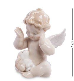 Статуэтка из фарфора Ангелочек сидит с собачкой