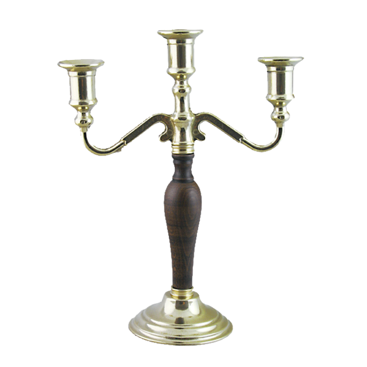Канделябр на 3 свечи с деревянной вставкой на основании Alberti Livio AL-80-384