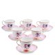 Чайный набор на 6 персон из фарфора Цветок Неаполя, розовый JK-123