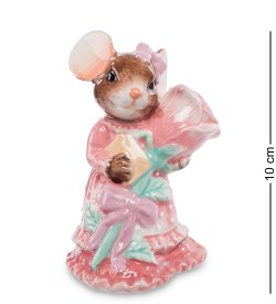 Статуэтка из керамики Мышка с розой в розовом платье
