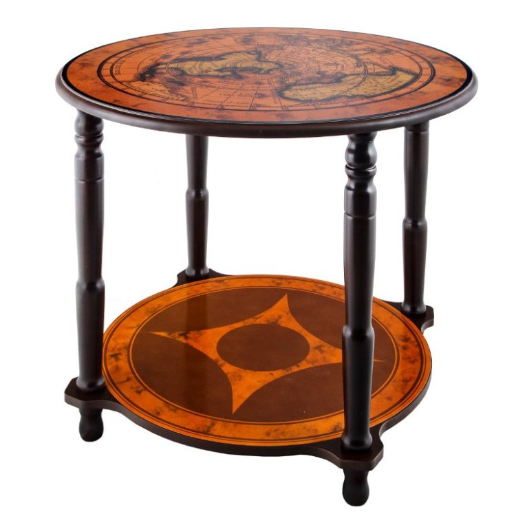 Столик круглый со старинной картой, вид профиль