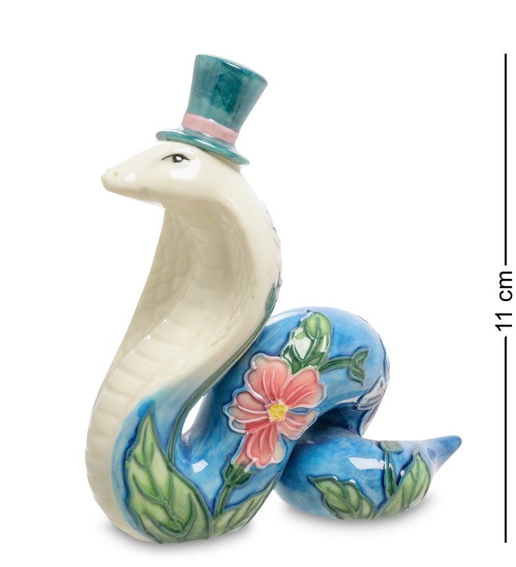 Фигурка из фарфора Голубая Змея в шляпке Pavone JP-51/20