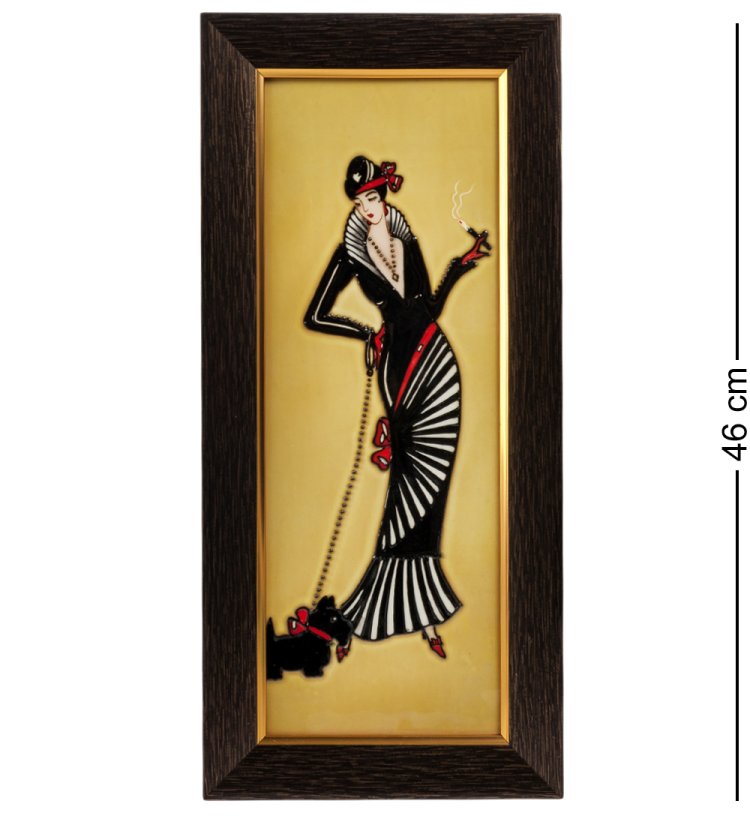 Картина из фарфора Дама с собакой Pavone JP-38/19