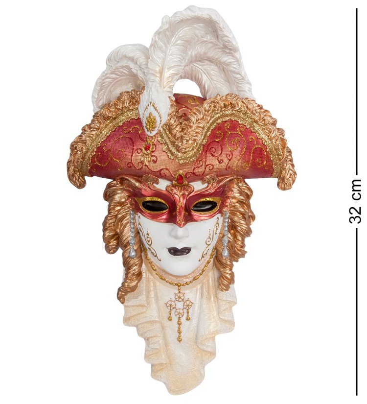 Венецианская маска Треуголка с Белым Пером Veronese WS-320