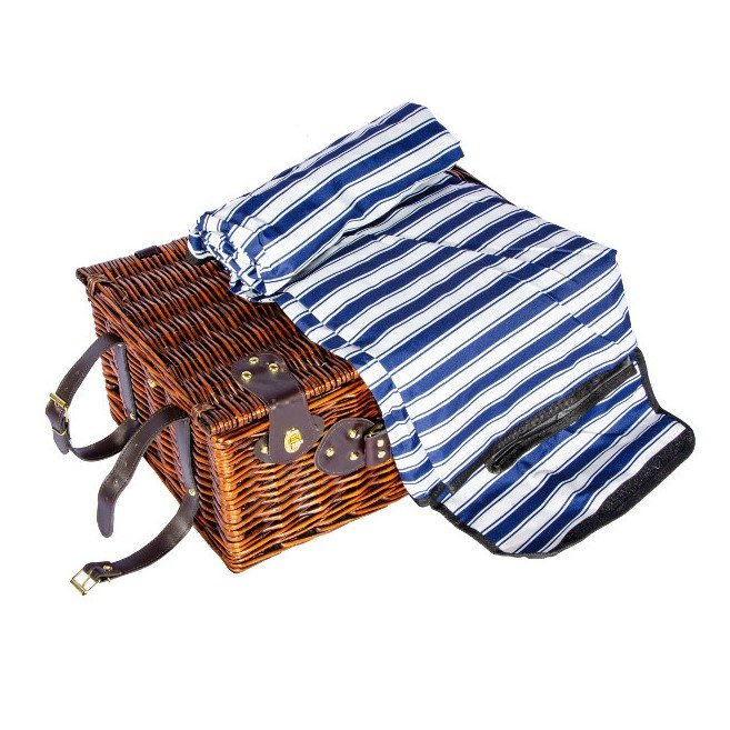 Пикниковый набор 4 персоны с креплением для пледа, вид с разложенным пледом