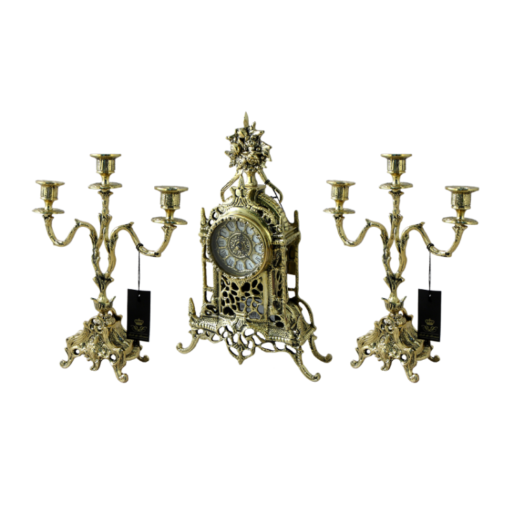 Бронзовые Каминные часы с канделябрами Осеннее Золото Bello De Bronze BP-15050