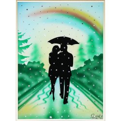 Картина Влюбленные под радугой c кристаллами Swarovski