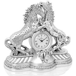 Настольные часы Кони в серебряном дизайне