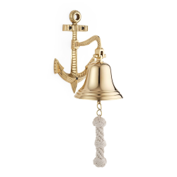 Рында из латуни на кронштейне Якорь - Диаметр 12.5 см