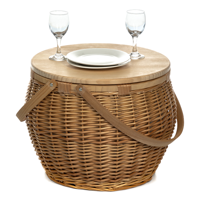 Набор для пикника на 2 персоны со встроенными отделениями, вид варианта сервировки