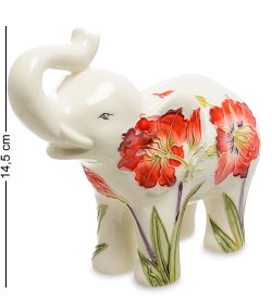 Статуэтка из фарфора Белый Слоник с цветами