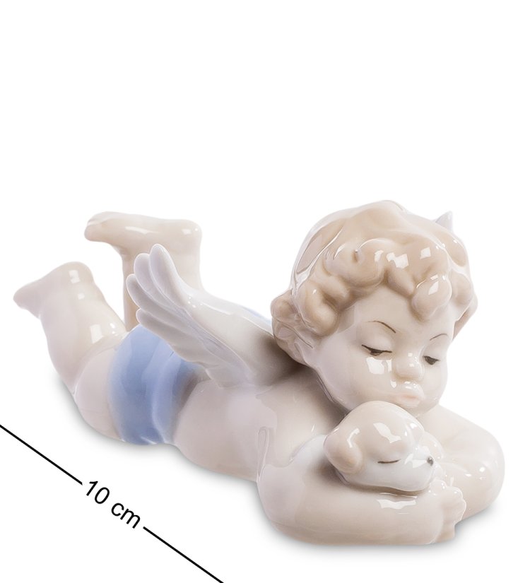 Статуэтка из фарфора Ангелочек Лежит с собачкой Pavone JP-35/ 7