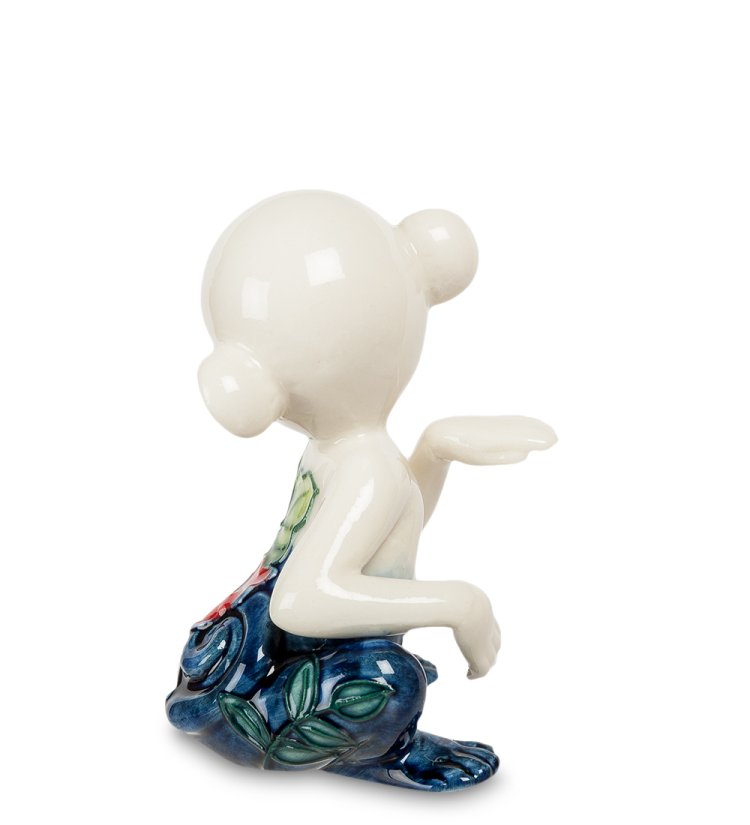 Статуэтка из фарфора Обезьяна с цветком Pavone JP-81/15, фотография со спины