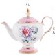 Чайный сервиз на 6 персон из фарфора Цветок Неаполя, розовый Pavone JK-124, фотография чайника