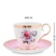 Чайный сервиз на 6 персон из фарфора Цветок Неаполя, розовый Pavone JK-124, фотография чайной пары