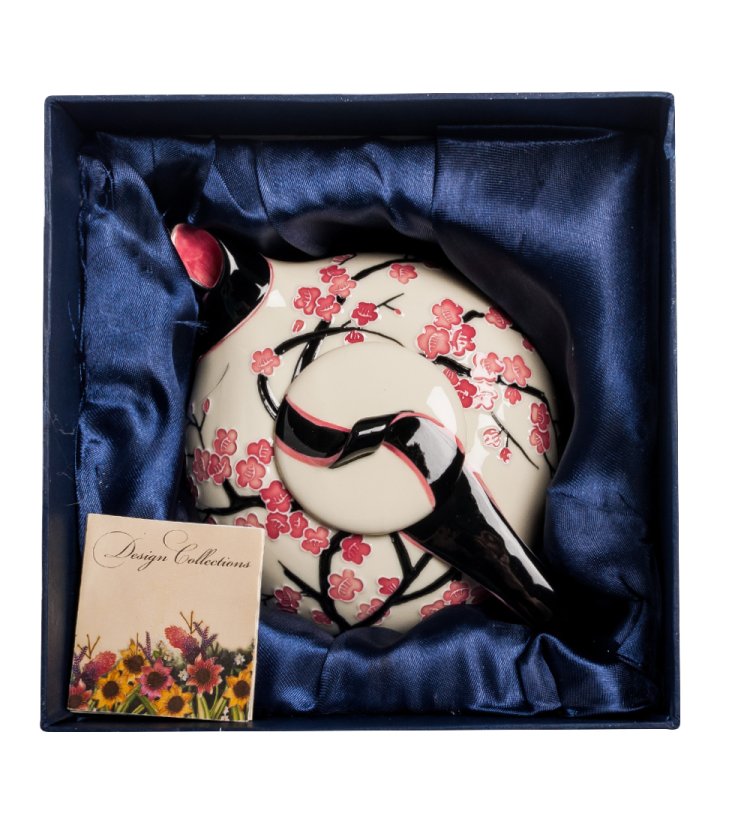 Заварочный чайник из фарфора Зимняя Сакура Pavone JP-468/ 1, фотография в коробке