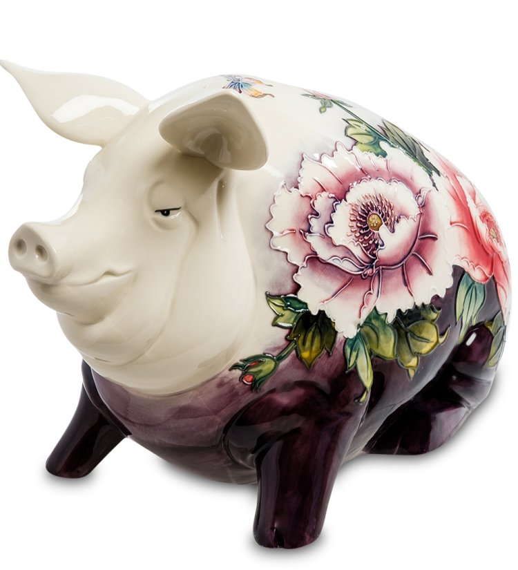Копилка из фарфора Хрюша с цветами Pavone JP-158/17