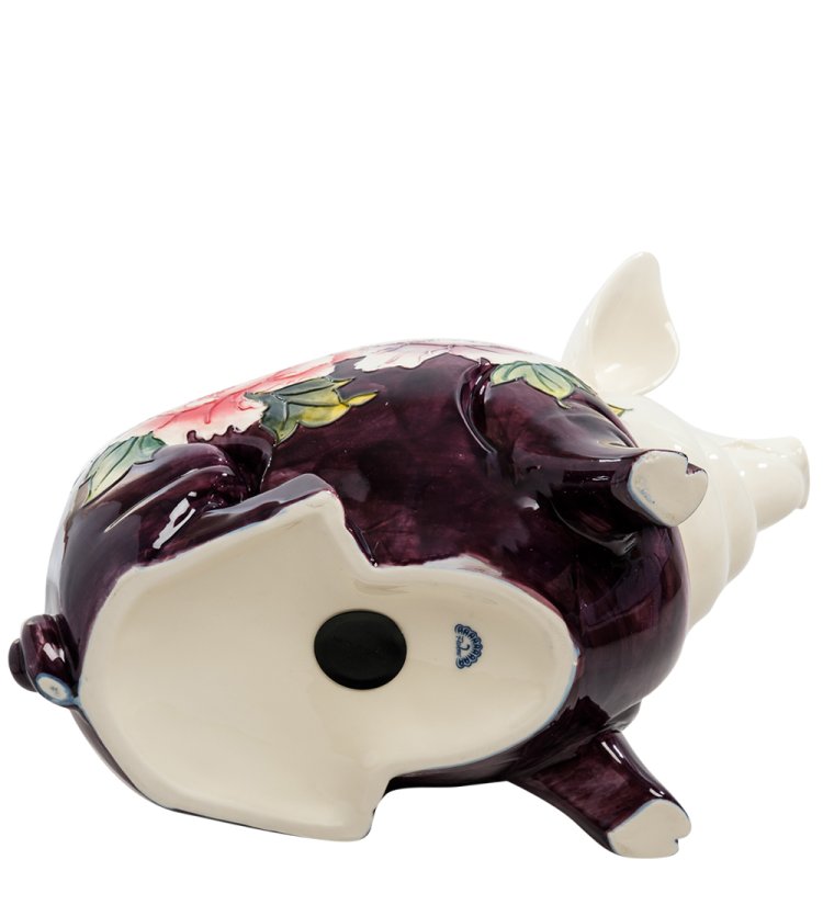 Копилка из фарфора Хрюша с цветами Pavone JP-158/17, вид снизу