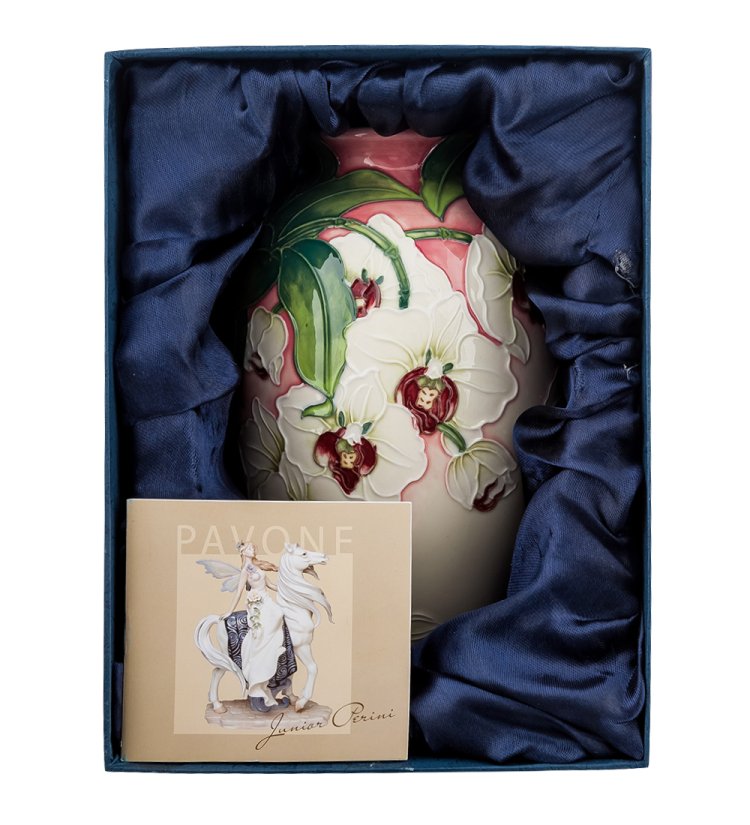 Низкая ваза для цветов из фарфора Орхидея Pavone JP-98/ 5, фотография в упаковке