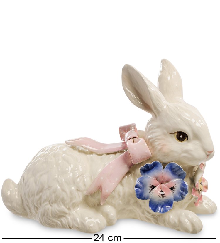 Фигурка из керамики Кролик с цветами Pavone CMS-18/ 1, фотография сбоку