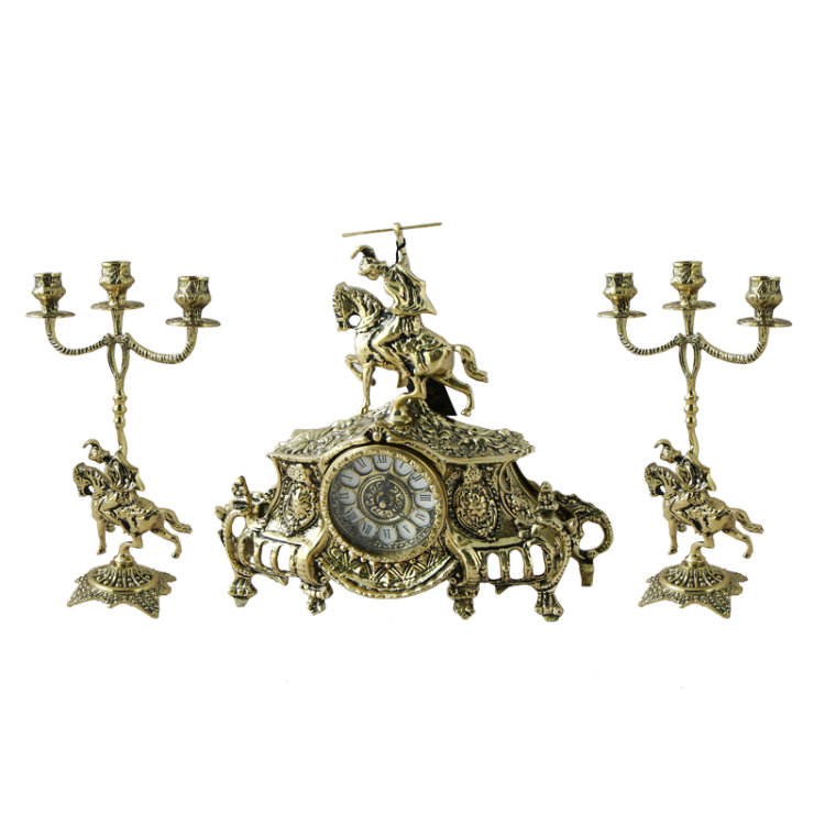 Бронзовые Каминные часы с канделябрами Коша Bello De Bronze BP-17039