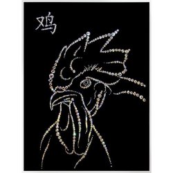 Картина Символ года - петух c кристаллами Swarovski