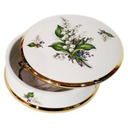 Круглая  шкатулка из керамики Ландыш