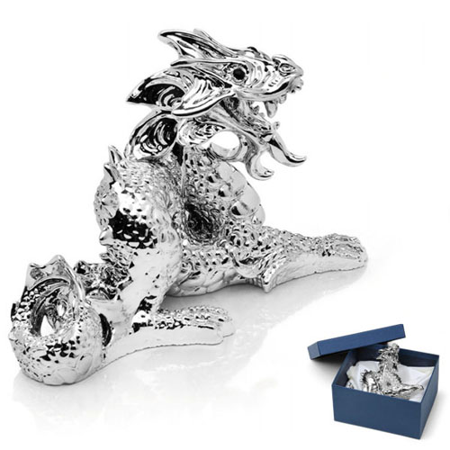 Статуэтка Дракон серебряного цвета Chinelli 2078600