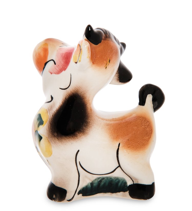 Статуэтка Бык Гаврик символ 2021 года Цветная гжель ГЛ- 14, фотография со спины