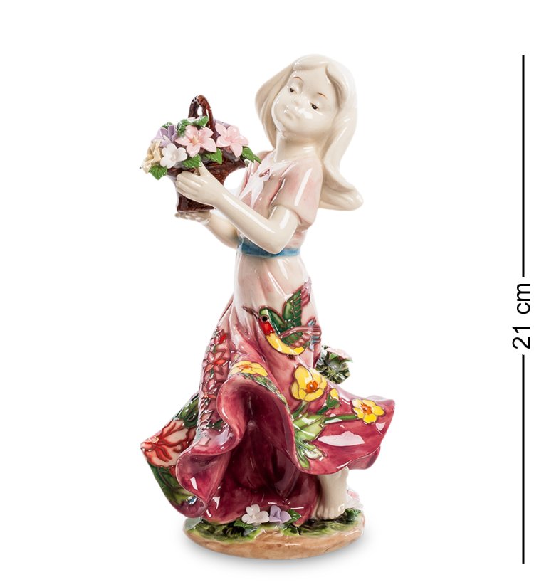 Статуэтка из фарфора Девочка с корзинкой цветов Pavone JP-12/ 19