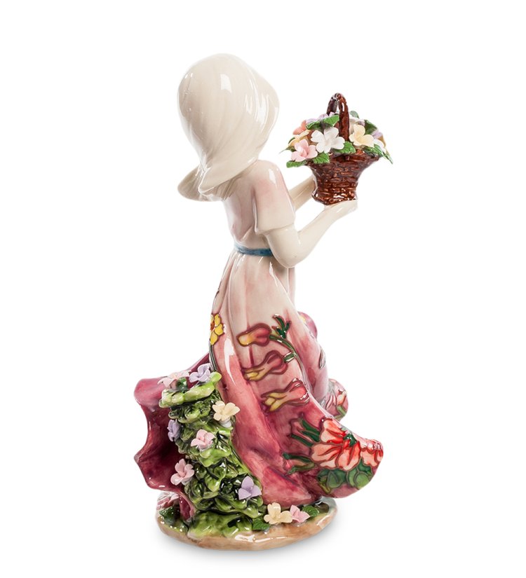 Статуэтка из фарфора Девочка с корзинкой цветов Pavone JP-12/ 19, фотография со спины
