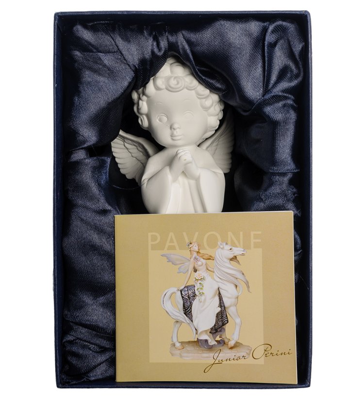 Статуэтка с подсветкой Ангел из бисквитного фарфора Pavone JP-186/ 27, фотография в упаковке