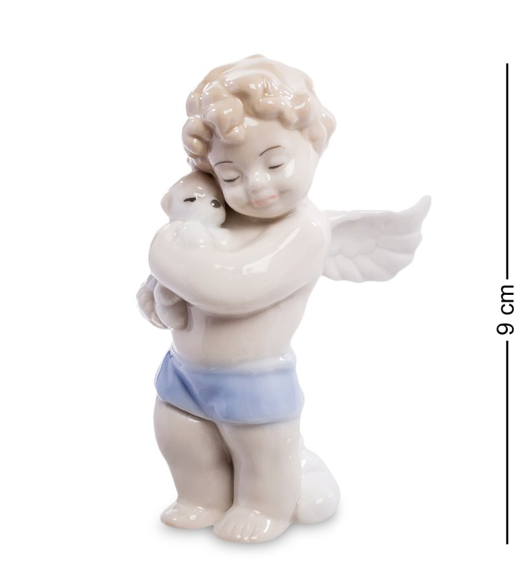 Статуэтка из фарфора Ангелочек держит собачку на руках Pavone JP-35/ 8