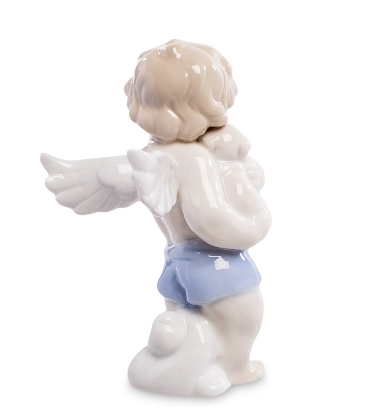 Статуэтка из фарфора Ангелочек держит собачку на руках Pavone JP-35/ 8, фотография со спины