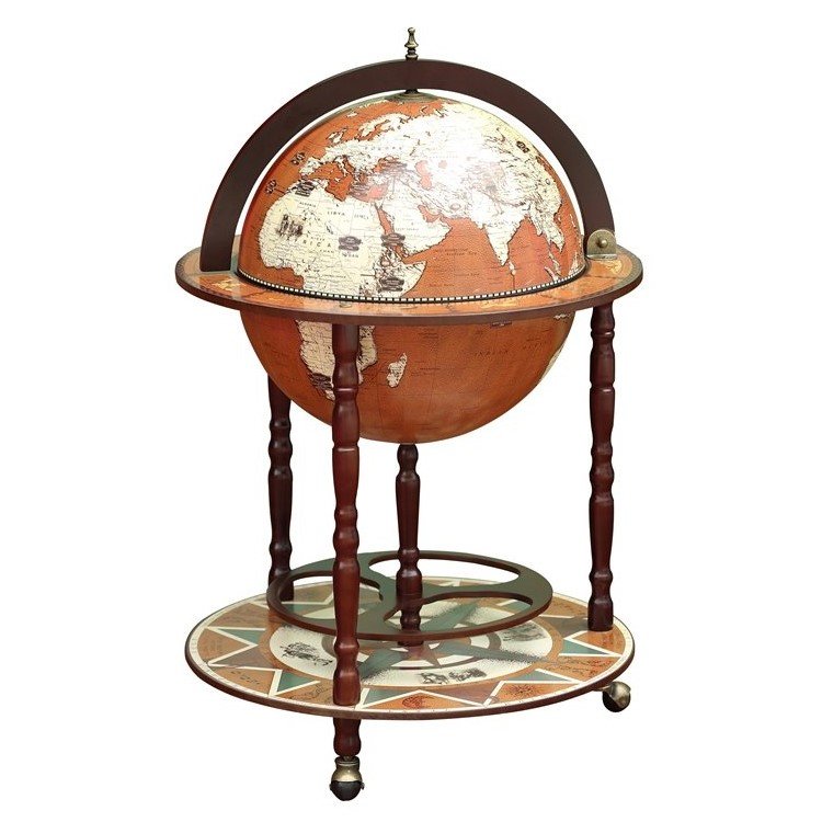 Напольный бар в виде глобуса, коричневый, сфера 42 см Jufeng EG42001R
