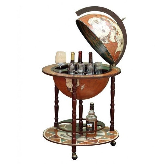 Напольный бар в виде глобуса, коричневый, сфера 42 см Jufeng EG42001R, разборный вид