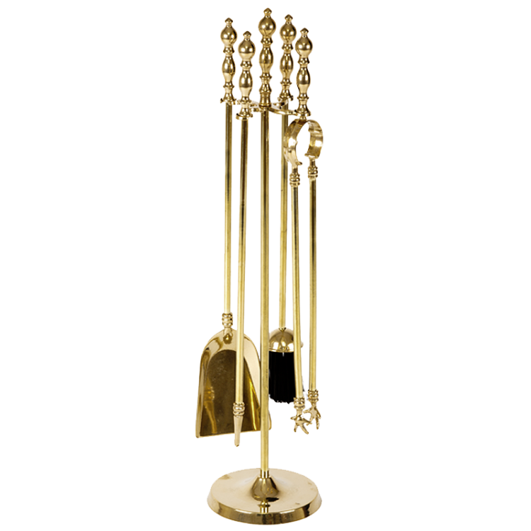 Каминный набор Каминетто 4 предмета на подставке, золотой Alberti Livio AL-82-082