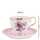 Чайный сервиз на 6 персон с тарелками Цветок Неаполя, розовый Pavone JK-125, фотография чайной пары